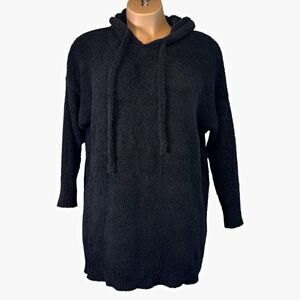 Evans Women’s Black Teddy Fleece Hooded Sweater Tunic Plus Size 18/20